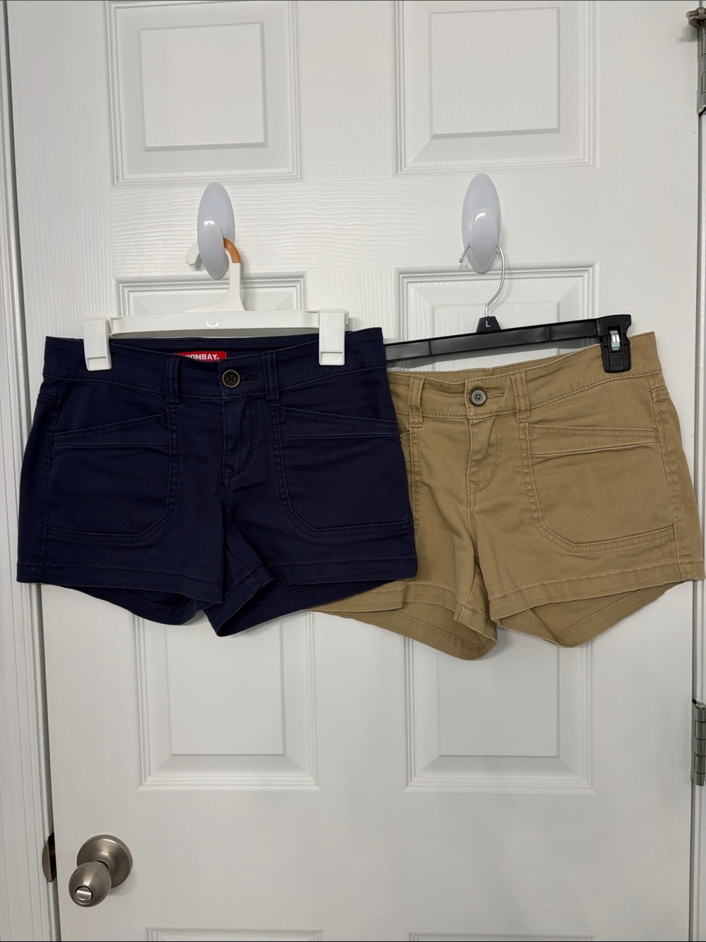 Junior’s Union Bay Navy and Khaki Cotton-Blend Jean Shorts - Casual Pocket Style